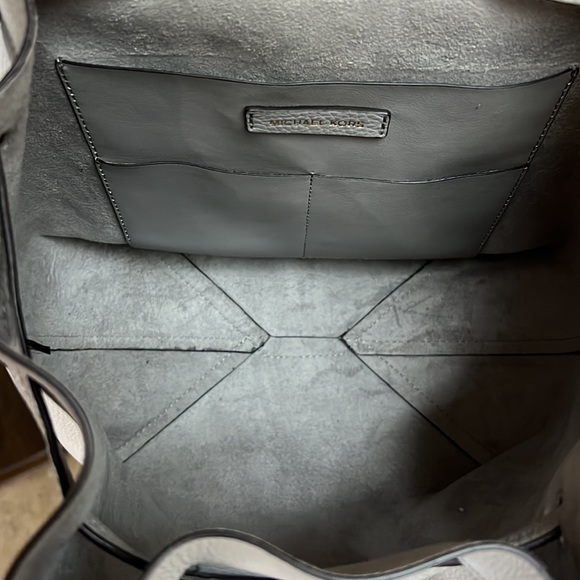 Michael Kors Dove Grey Pebble Leather Drawstring Backpack - Picture 5 of 8